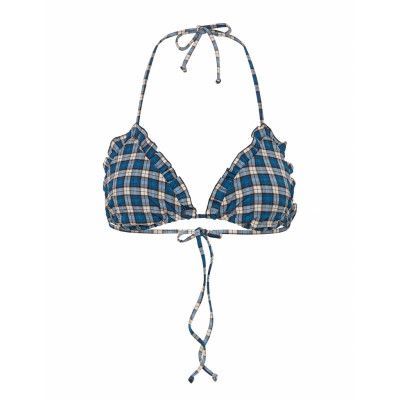 Recycled Seersucker Frill String Bikini Top Swimwear Bikinis Bikini Tops Triangle Bikinitops Multi/mönstrad Ganni