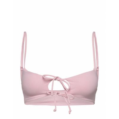 Rib Tie Bikini Top Swimwear Bikinis Bikini Tops Bandeau Bikinitops Rosa Gina Tricot