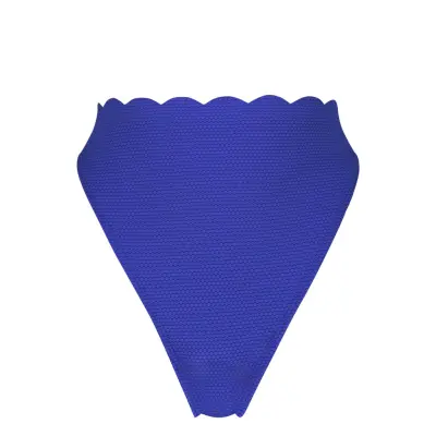 Scallop High Leg Hw Swimwear Bikinis Bikini Bottoms High Waist Bikinis Blå Hunkemöller