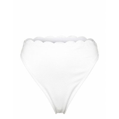 Scallop High Leg Hw Swimwear Bikinis Bikini Bottoms High Waist Bikinis Vit Hunkemöller
