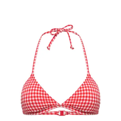 Seersucker Estee Bikini Top Swimwear Bikinis Bikini Tops Triangle Bikinitops Röd Becksöndergaard