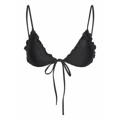 Gina Tricot Soft Flounce Triangle Bikini Top Svart