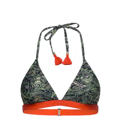 Superdry Sport Print Triangle Bikini Top Khaki Green