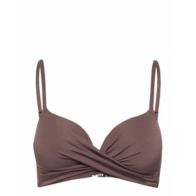 Swim Bra Love Tshirt Swimwear Bikinis Bikini Tops Push-up Bikinitops Brown Lindex