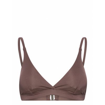 Swim Bra Triangle W Pad Shiny Swimwear Bikinis Bikini Tops Triangle Bikinitops Brun Lindex