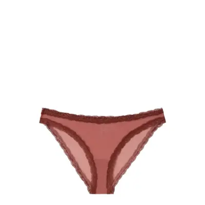 Understatement Underwear Mesh Lace Trim Bikini Briefs Röd