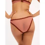 Understatement Underwear Mesh Lace Trim Bikini Briefs - Red - S