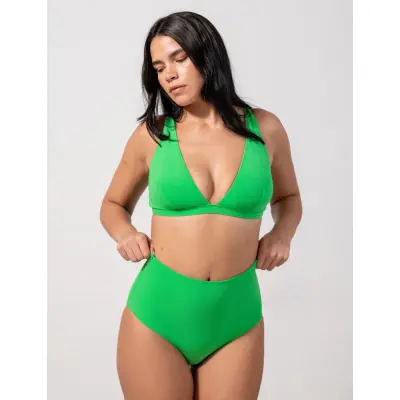 Understatement Underwear Plunge Bikini Top - Green - XL
