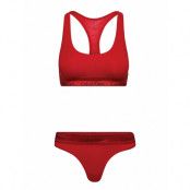 Unlined Bra Set Lingerie Bras & Tops Thong Röd Calvin Klein