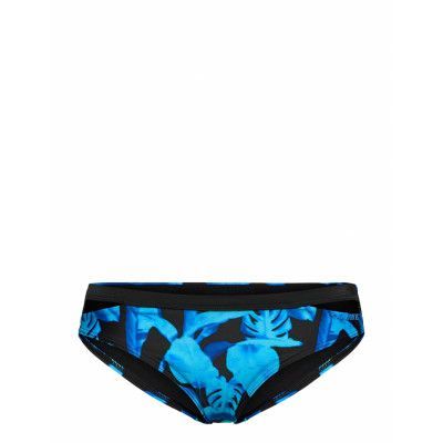 Vibrant Palm Print Halterneck Bikini Swimwear Bikinis Bikini Bottoms Bikini Briefs Svart Salming