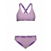 W. Logo Cross Strap Bikini Bikini Lila Svea