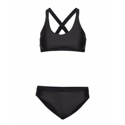 W. Logo Cross Strap Bikini Bikini Svart Svea