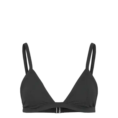 Weekday Ribbed V-Neck Bikini Top - Black - L