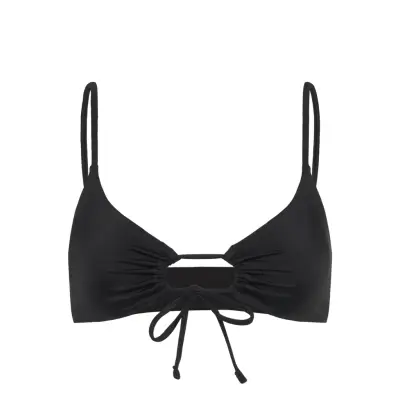 Weekday Ruched Triangle Bikini Top - Black - M