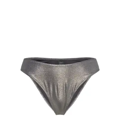 Weekday Scooped Glitter Bikini Bottoms - Silver - L