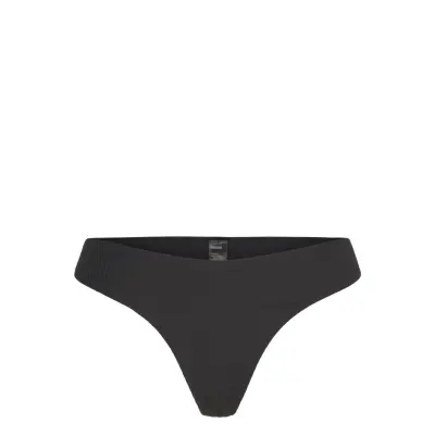Weekday V-Shaped Ribbed Bikini Thong - Black - XXS