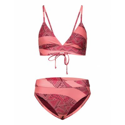 Womens Printed Banded Triangle 2 Piece Swimwear Bikinis Bikini Tops Triangle Bikinitops Röd Speedo