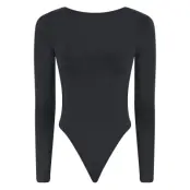 Girlfriend Collective Ava Scoop Back Bodysuit, Thong Svart