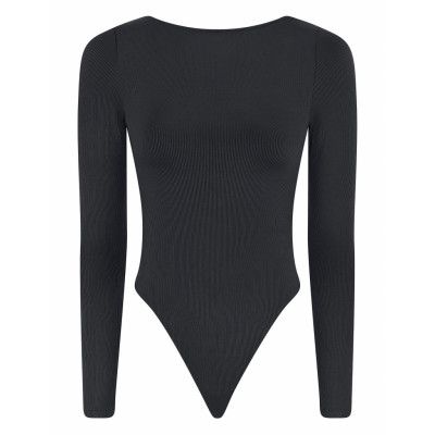 Girlfriend Collective Ava Scoop Back Bodysuit, Thong Svart