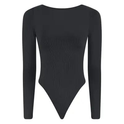 Girlfriend Collective Ava Scoop Back Bodysuit, Thong Svart