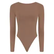Girlfriend Collective Ava Scoop Back Bodysuit, Thong Brun