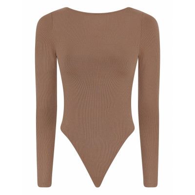 Girlfriend Collective Ava Scoop Back Bodysuit, Thong Brun