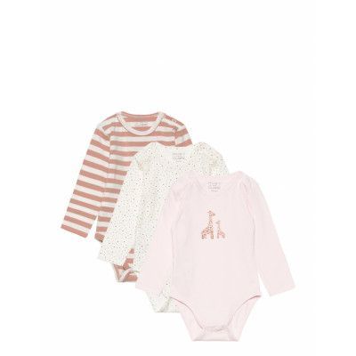 Base- Bodysuit 3-Pack Bodies Long-sleeved Multi/patterned Hust & Claire