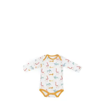 Moulin Roty Bergamote Cream Animal Print Bodysuit Sous Mon Baobab 12M Multi/patterned
