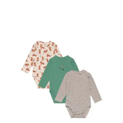 Bertram- Bodysuit 3-Pack Bodies Long-sleeved Multi/patterned Hust & Claire