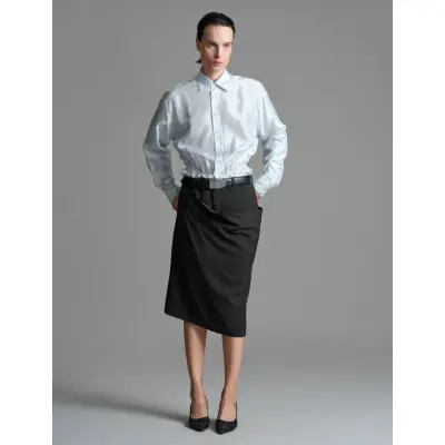 BETTTER Lining Shirt Tie Bodysuit - Blue - M