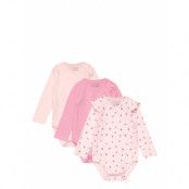 Blue- Bodysuit 3-Pack Bodies Long-sleeved Pink Hust & Claire