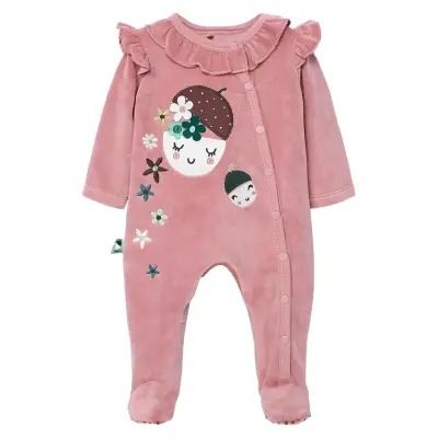 Boboli Velour Play Suit -Bci Rosa