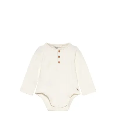 Mango Cotton Bodysuit Buttons Kräm