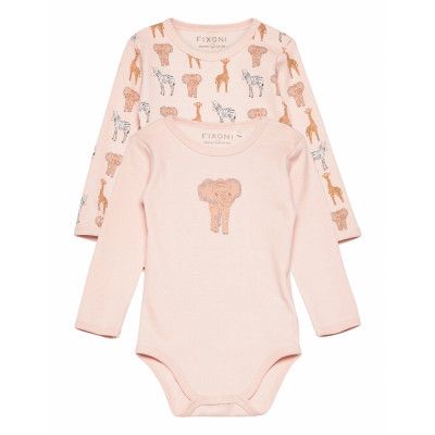 Body Ls 2-Pack Långärmad Bodysuit Rosa Fixoni