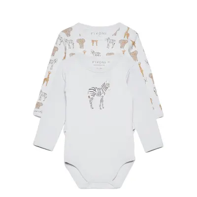 Body Ls 2-Pack Långärmad Bodysuit Vit Fixoni