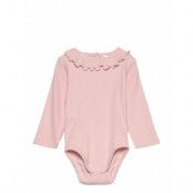 Mango Ruffle Ribbed Bodysuit Rosa