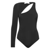 Bodysuit With Asymmetrical Neckline Tops T-shirts & Tops Bodies Svart Mango