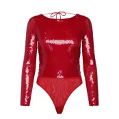 Bardot Brenna Sequin Bodysuit Röd