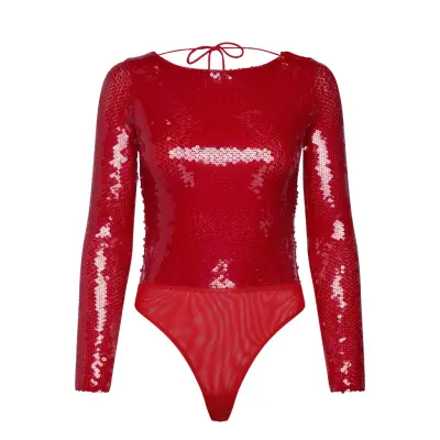 Bardot Brenna Sequin Bodysuit Röd