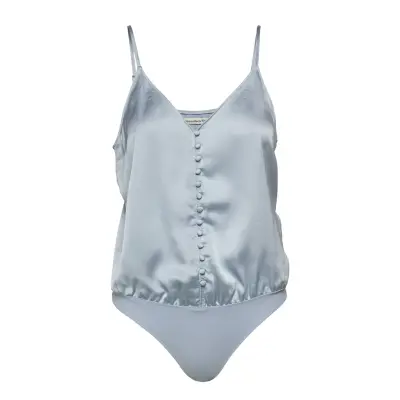 Button Bodysuit T-shirts & Tops Bodies Blå Abercrombie & Fitch