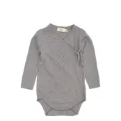 Copenhagen Colors Pointelle Heart Crossover Body Ls - Grey - 68