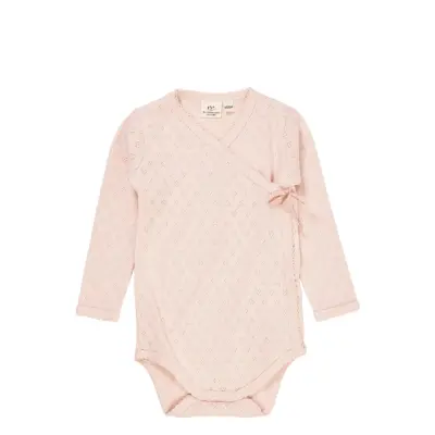 Copenhagen Colors Pointelle Heart Crossover Body Ls - Pink - 80