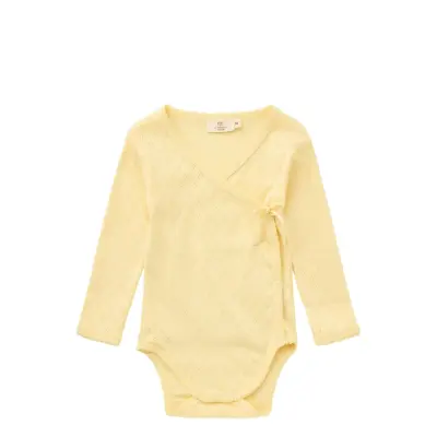 Copenhagen Colors Pointelle Heart Crossover Body Ls - Yellow - 56