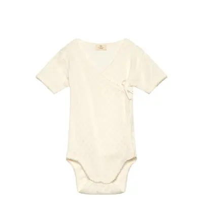 Copenhagen Colors Pointelle Heart Crossover Body Ss - Cream - 74