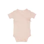 Copenhagen Colors Pointelle Heart Crossover Body Ss - Pink - 74