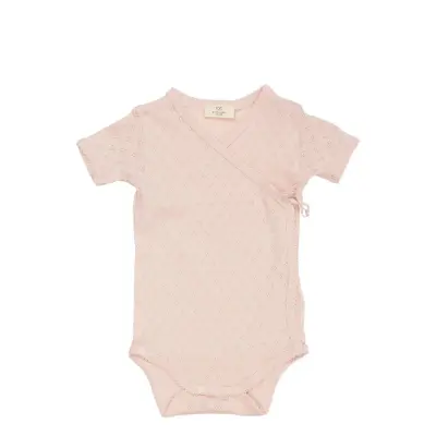 Copenhagen Colors Pointelle Heart Crossover Body Ss - Pink - 74