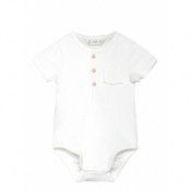 Mango Cotton Bodysuit Buttons Vit