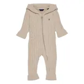 Cotton Cable Zip Coverall Långärmad Bodysuit Beige GANT