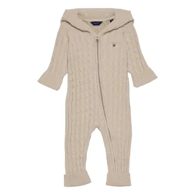 Cotton Cable Zip Coverall Långärmad Bodysuit Beige GANT