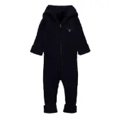 D1. Cotton Cable Zip Coverall Långärmad Bodysuit Blå GANT